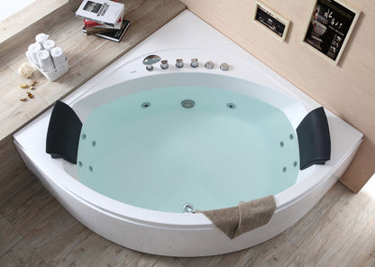 EAGO AM200  5' Rounded Modern Double Seat Corner Whirlpool Bath Tub with Fixtures