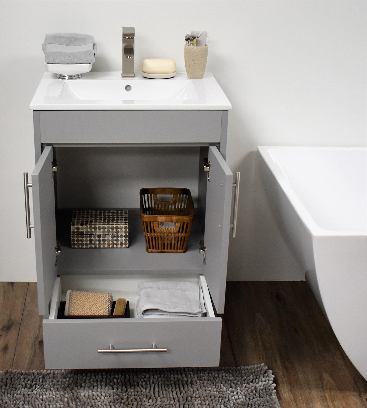 Volpa USA Pacific 24" Modern Soft Grey Bathroom Vanity MTD-3124G-14 FS