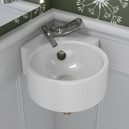 ALFI brand AB8056-W White Ceramic Mushroom Top Pop Up Drain for Sinks with Overflow