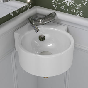 ALFI brand AB8056-W White Ceramic Mushroom Top Pop Up Drain for Sinks with Overflow