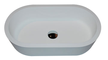 Vaine 1-Piece Solid Surface Vessel Sink in Matte White