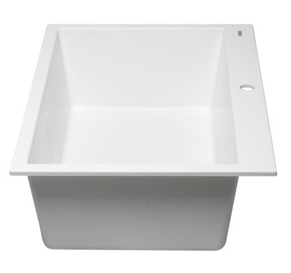 ALFI brand AB3322DI-W White 33" Single Bowl Drop In Granite Composite Kitchen Sink