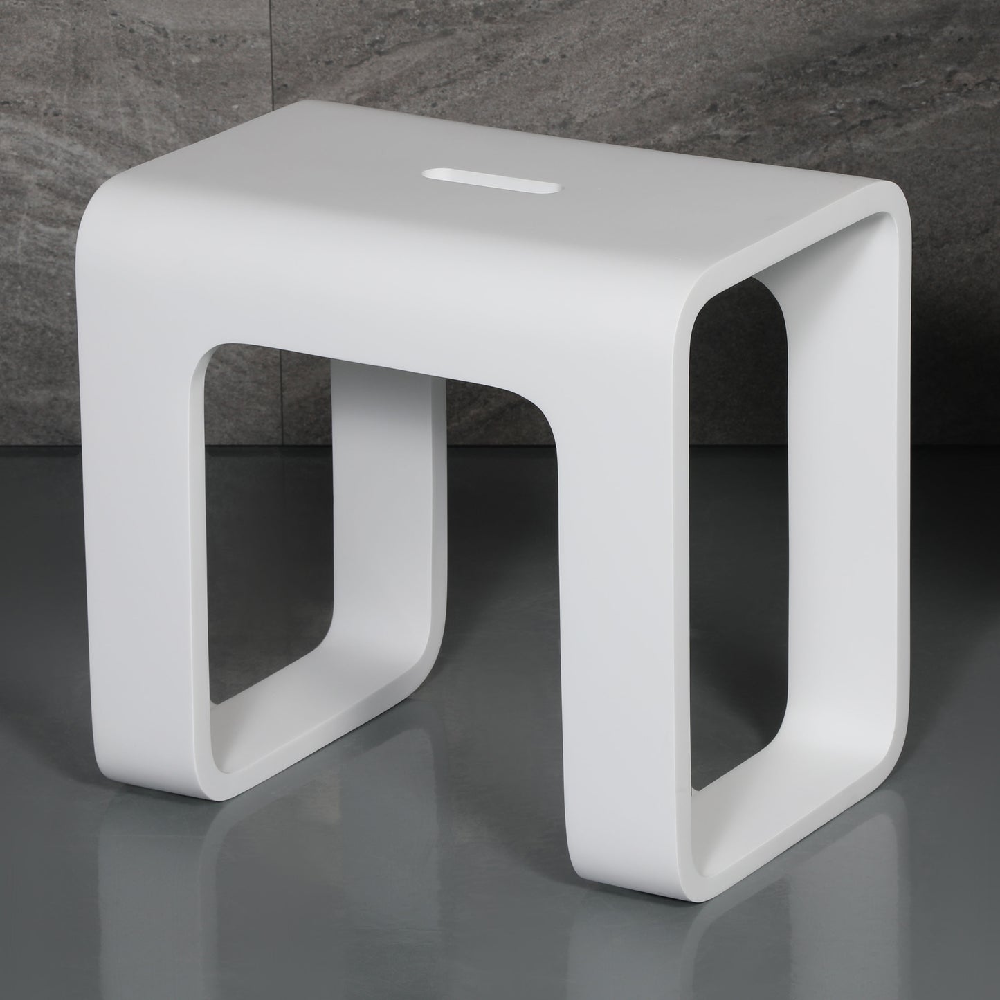 ALFI brand ABST99 White Matte Solid Surface Resin Bathroom / Shower Stool