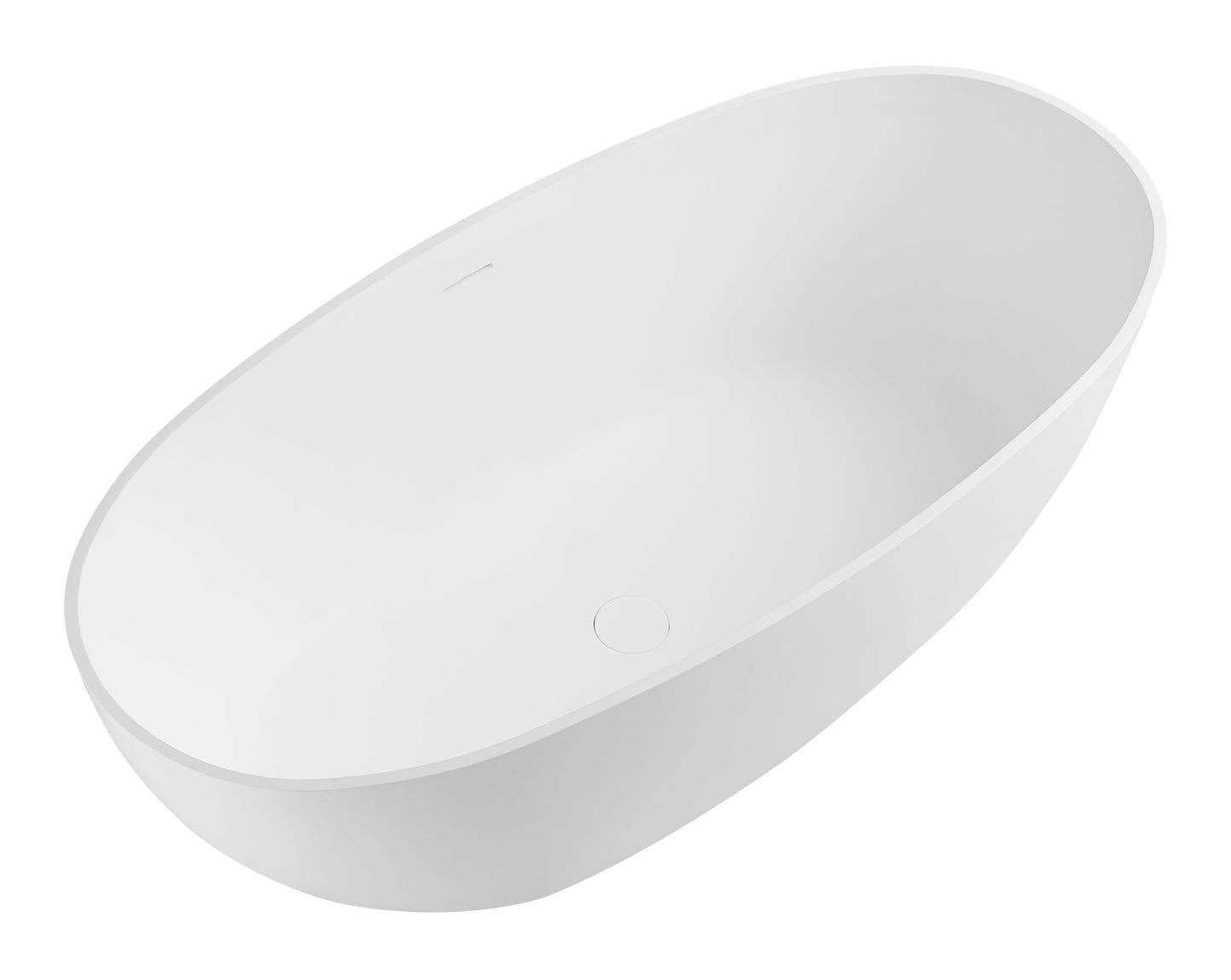 ALFI brand AB9975 59" White Oval Solid Surface Resin Soaking Bathtub