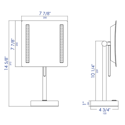 ALFI brand ABM8FLED-BN Brushed Nickel Tabletop Square 8" 5x Magnifying Cosmetic Mirror with Light