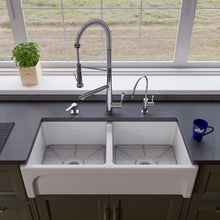 Load image into Gallery viewer, ALFI brand AB3918ARCH-W  39&quot; White Arched Apron Thick Wall Fireclay Double Bowl Farm Sink