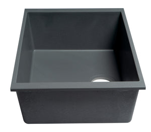 ALFI brand AB2420UM-T Titanium 24" Undermount Single Bowl Granite Composite Kitchen Sink