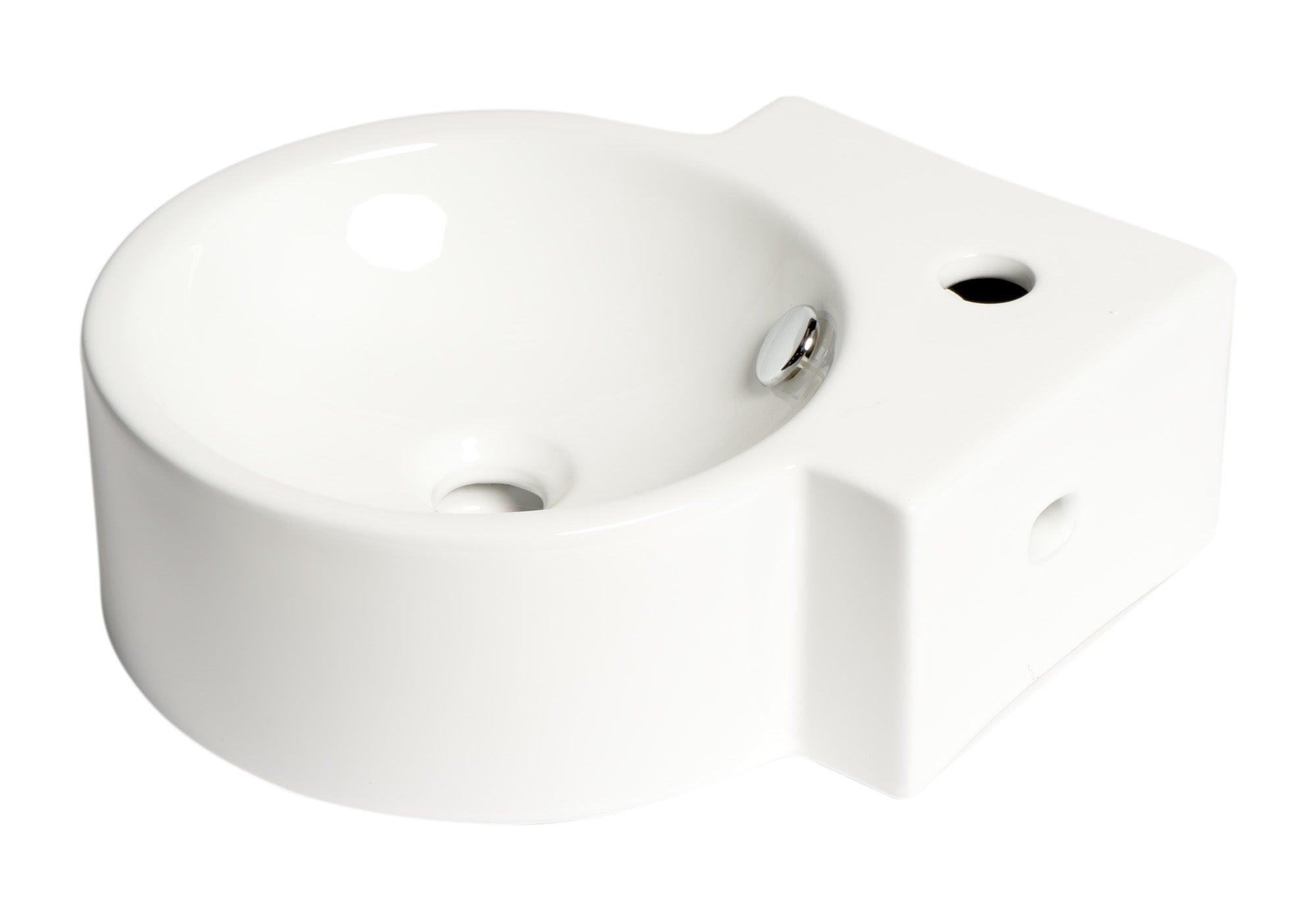 ALFI brand ABC121 White 17" Tiny Corner Wall Mounted Ceramic Sink with Faucet Hole