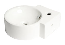 Load image into Gallery viewer, ALFI brand ABC121 White 17&quot; Tiny Corner Wall Mounted Ceramic Sink with Faucet Hole