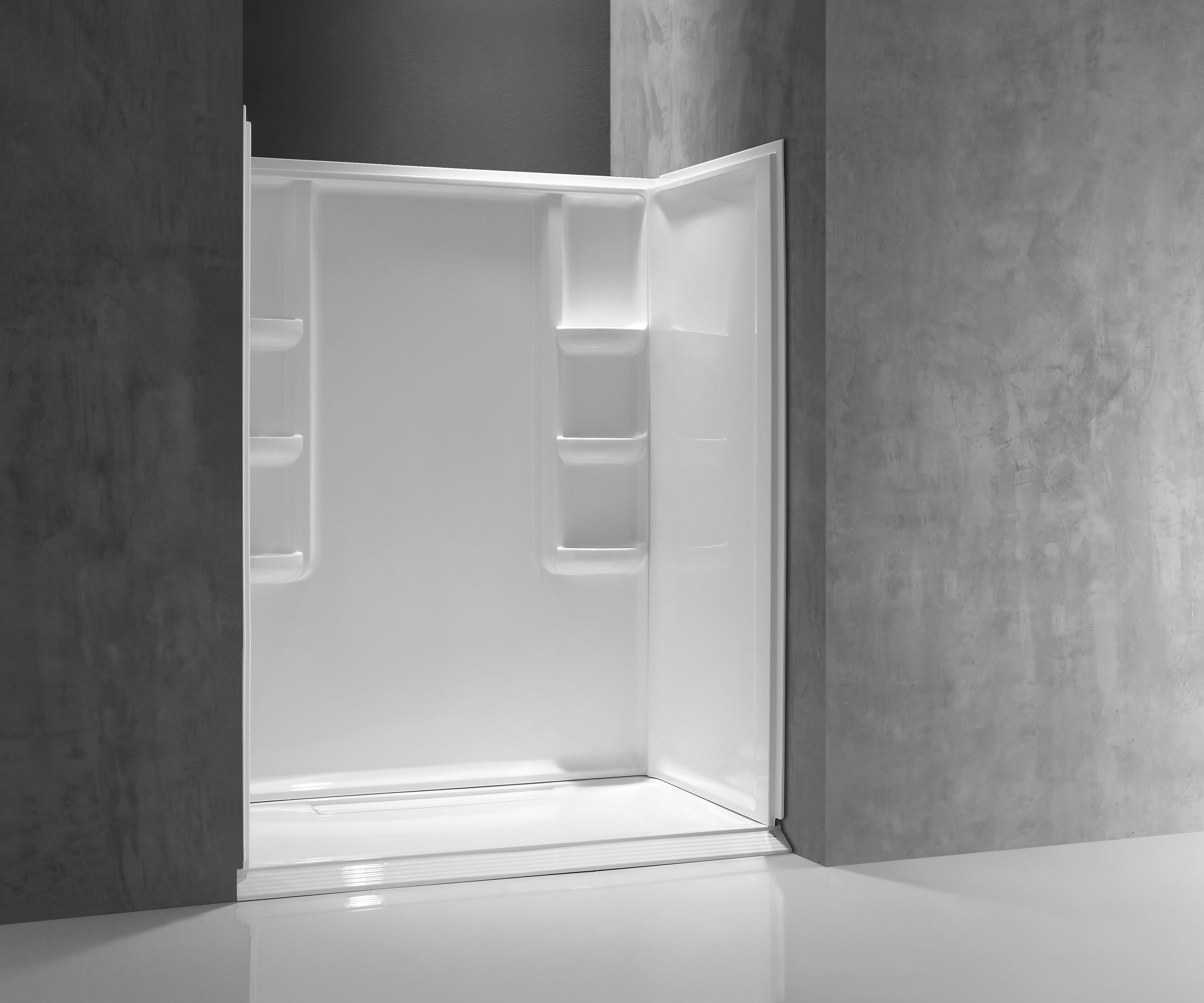 Lex-Class 60 in. x 36 in. x 74 in. 3-piece DIY Friendly Alcove Shower Surround in White