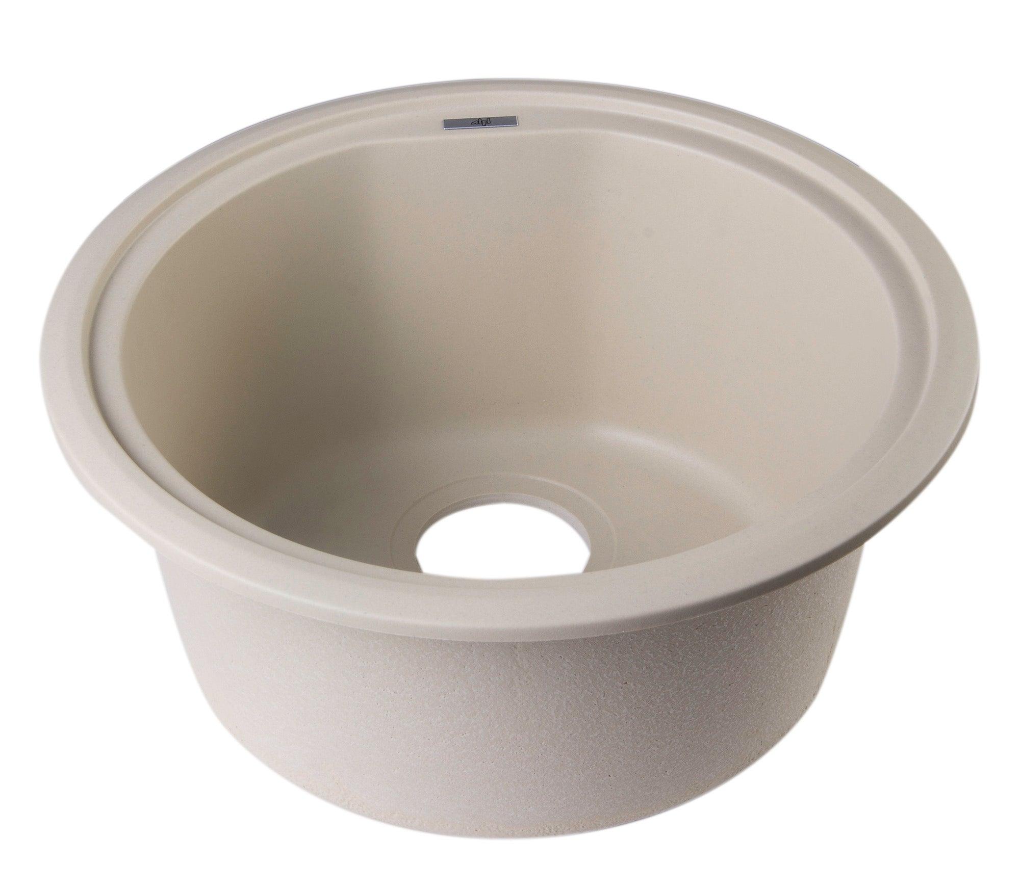 ALFI brand AB1717UM-B Biscuit 17" Undermount Round Granite Composite Kitchen Prep Sink