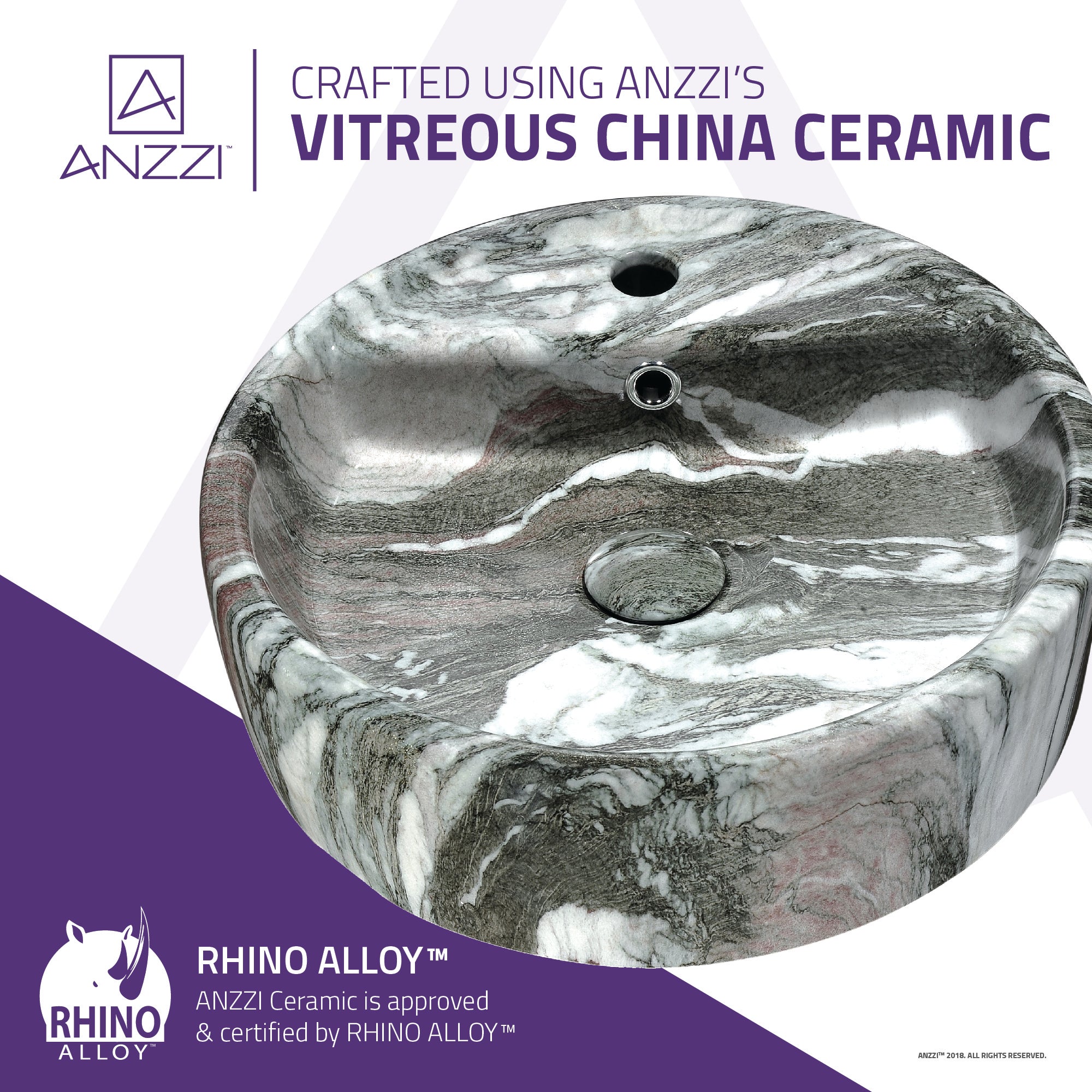 Rhapsody Series Ceramic Vessel Sink in Neolith Marble Finish