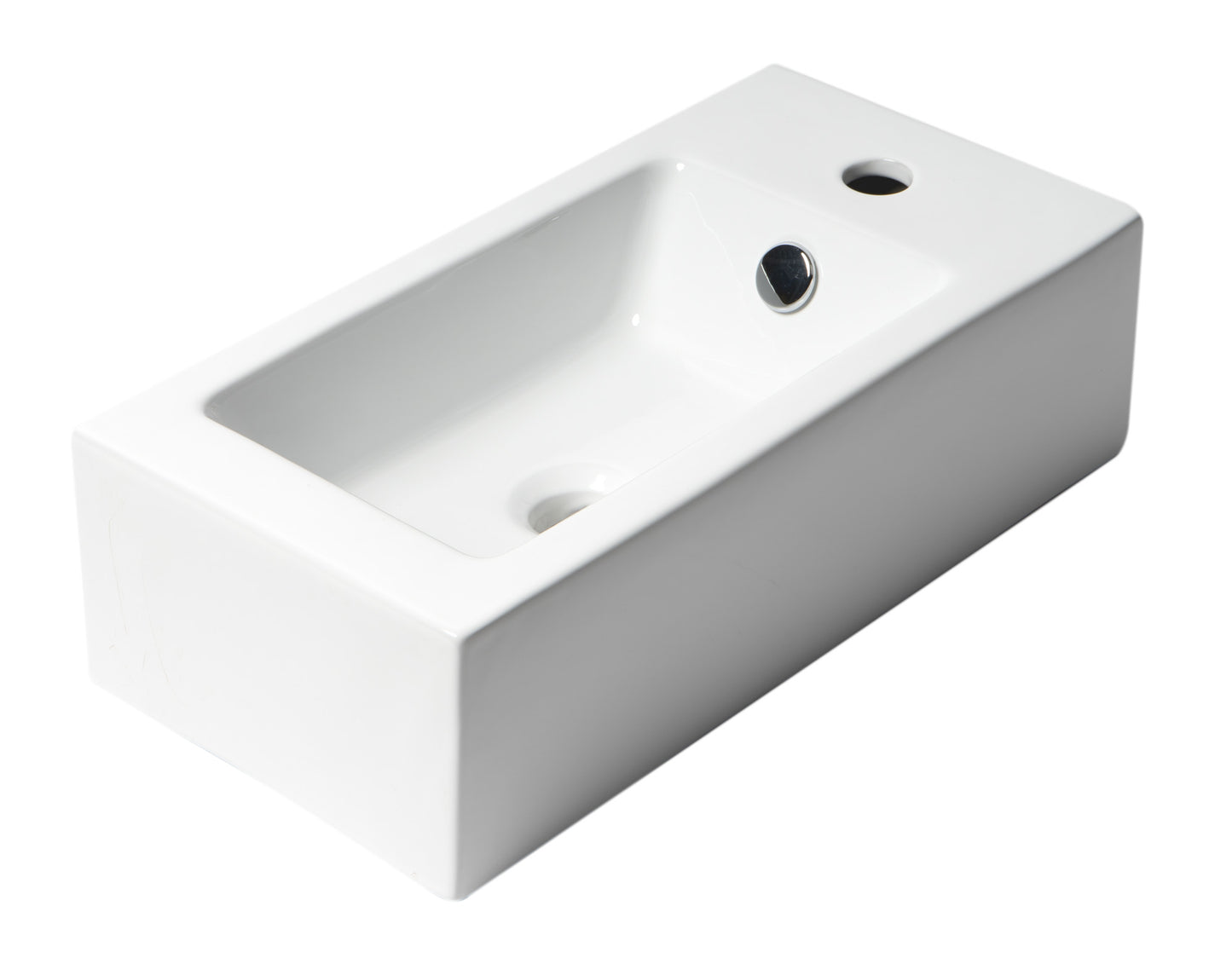 ALFI brand ABC116 White 20" Small Rectangular Wall Mounted Ceramic Sink with Faucet Hole