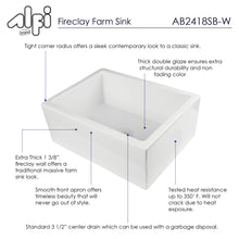 Load image into Gallery viewer, ALFI brand AB2418SB-W  24&quot; White Smooth Thick Wall Fireclay Single Bowl Farm Sink