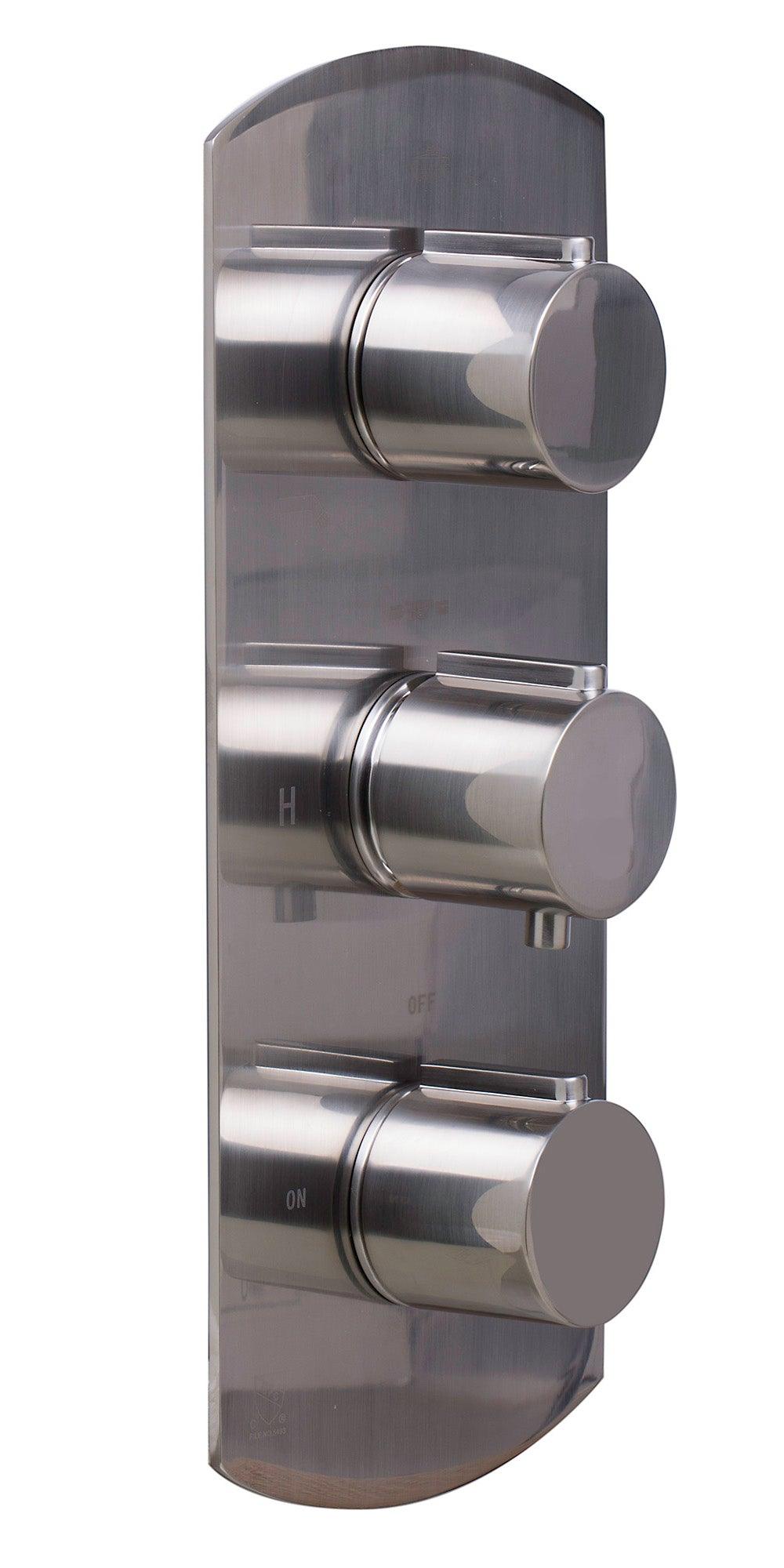 ALFI brand AB4001-BN Brushed Nickel Concealed 3-Way Thermostatic Valve Shower Mixer Round Knobs