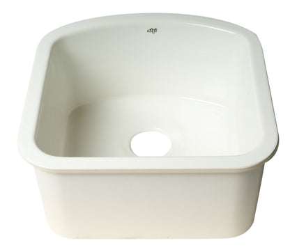 ALFI brand AB1818C 17" White Fireclay Undermount D-Shaped Kitchen Sink