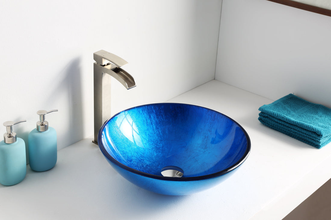 Clavier Series Vessel Sink in Lustrous Blue