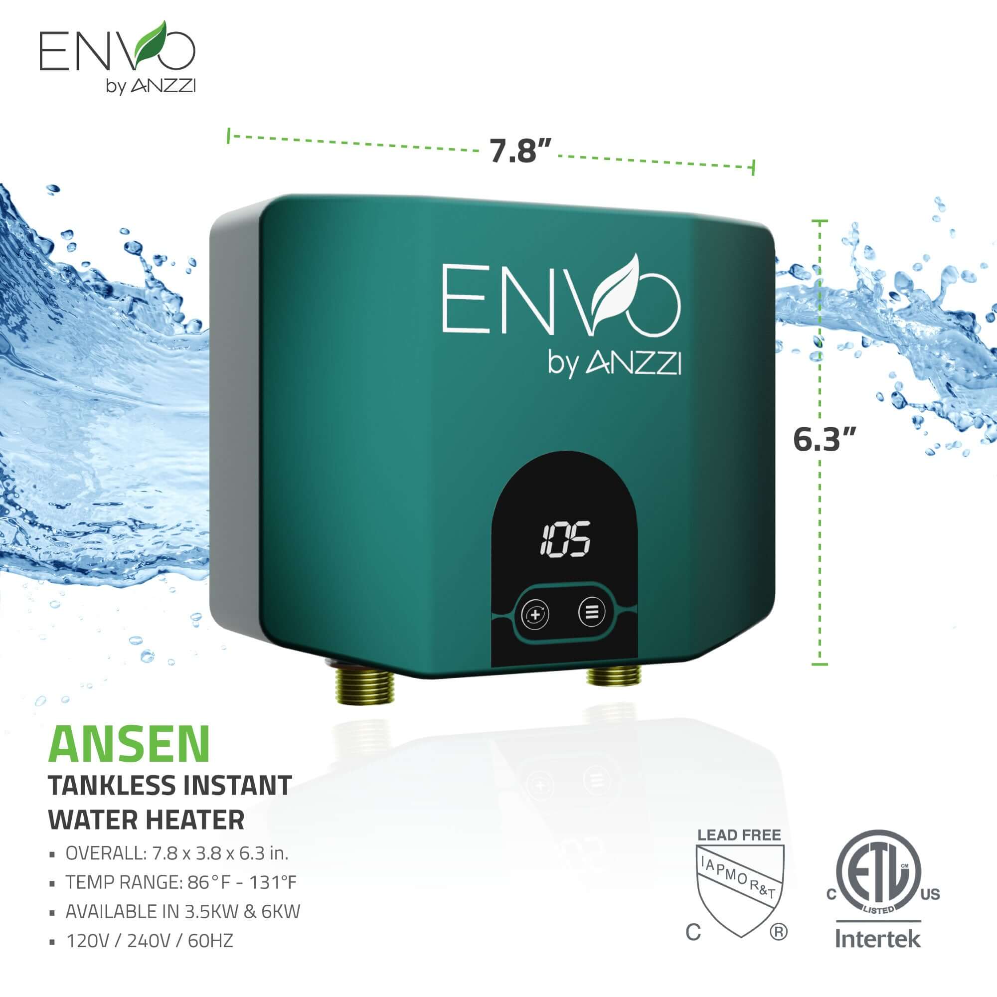 ENVO Ansen 6 kW Tankless Electric Water Heater