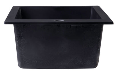 ALFI brand AB1720DI-BLA Black 17" Drop-In Rectangular Granite Composite Kitchen Prep Sink