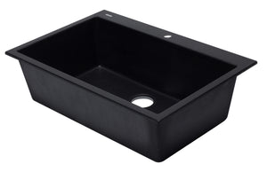 ALFI brand AB3322DI-BLA Black 33" Single Bowl Drop In Granite Composite Kitchen Sink