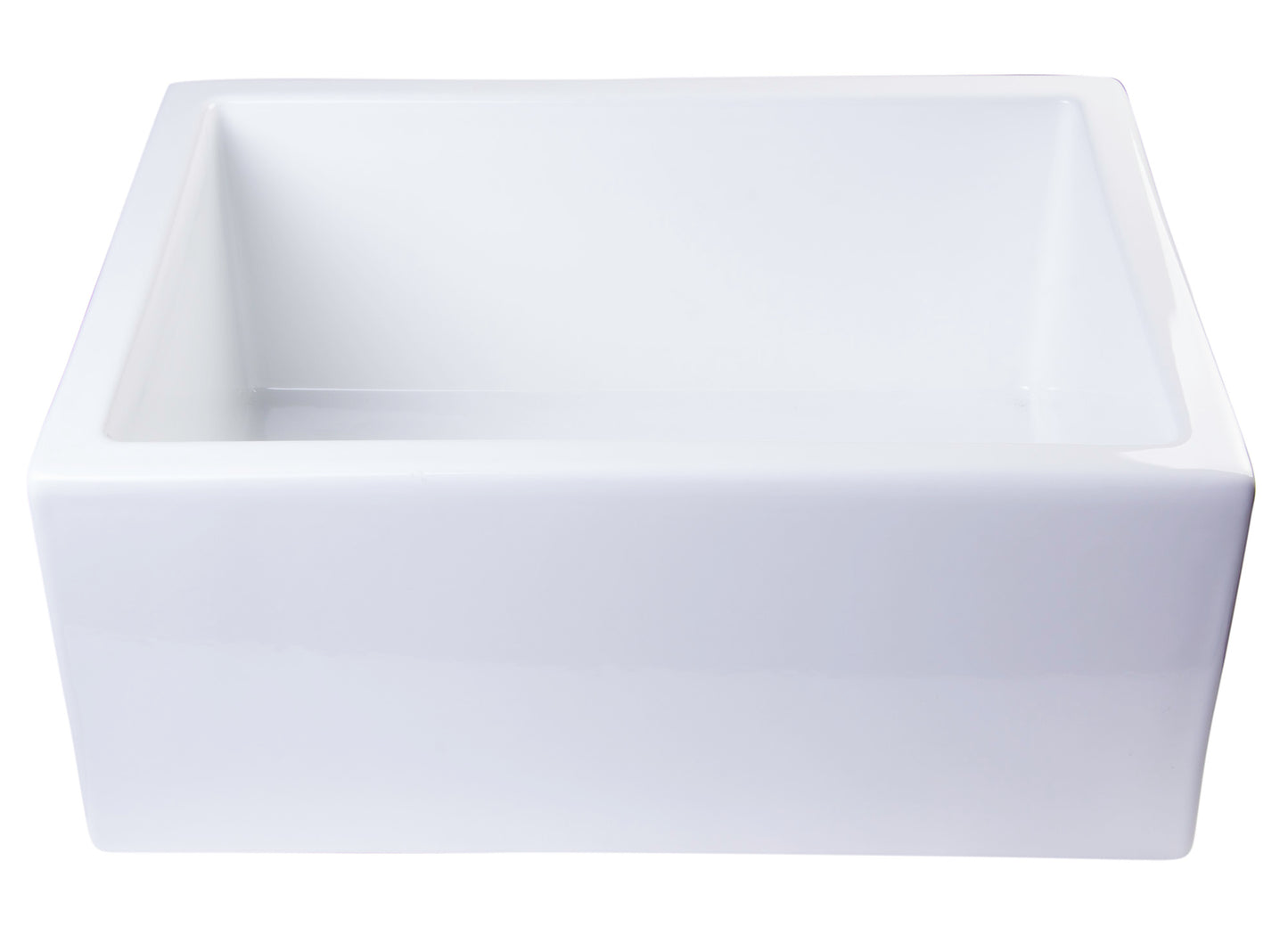 ALFI brand AB2418SB-W  24" White Smooth Thick Wall Fireclay Single Bowl Farm Sink