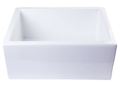 ALFI brand AB2418SB-W  24" White Smooth Thick Wall Fireclay Single Bowl Farm Sink