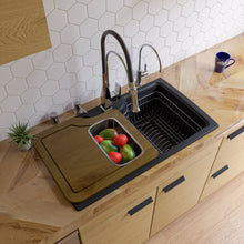Load image into Gallery viewer, ALFI brand AB3520DI-BLA Black 35&quot; Drop-In Single Bowl Granite Composite Kitchen Sink