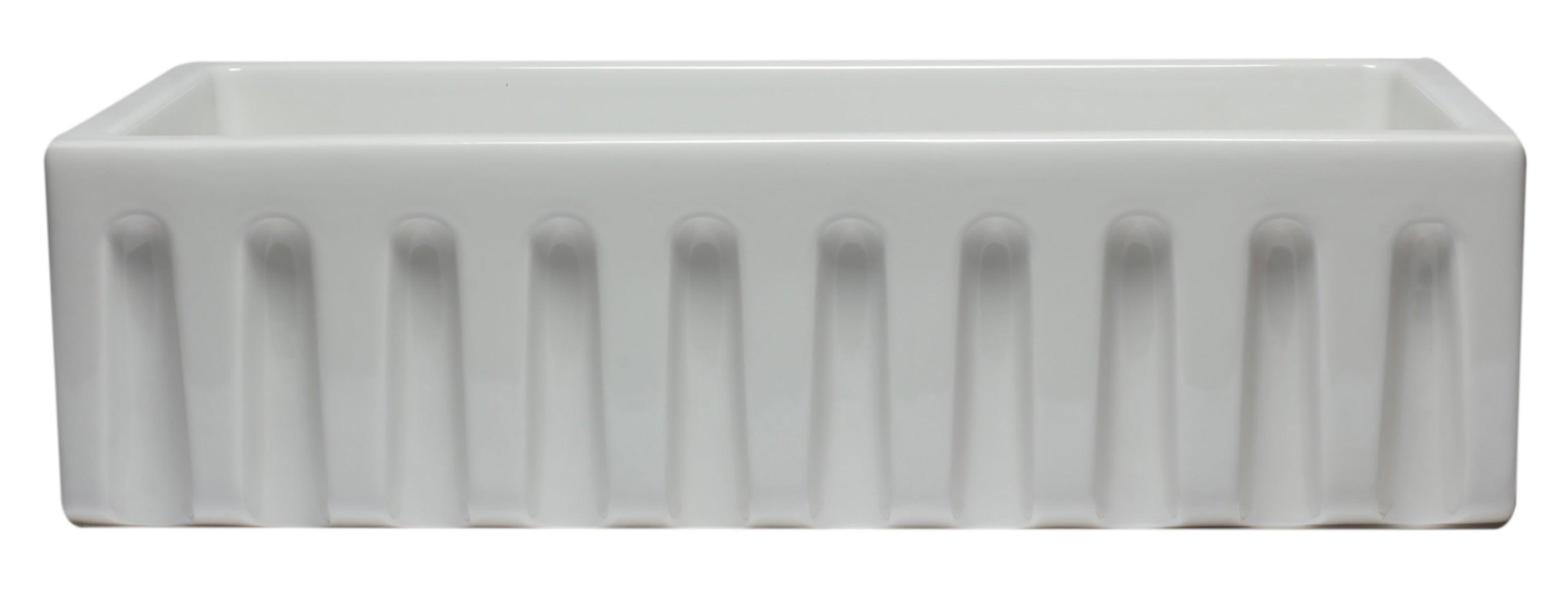 ALFI brand AB3618HS-W 36 inch White Reversible Smooth / Fluted Single Bowl Fireclay Farm Sink