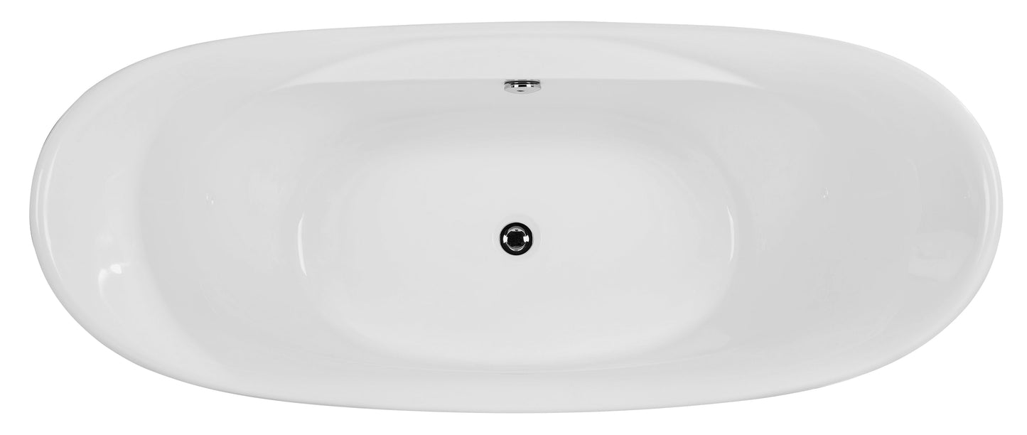 ALFI brand AB8803 68 inch White Oval Acrylic Free Standing Soaking Bathtub