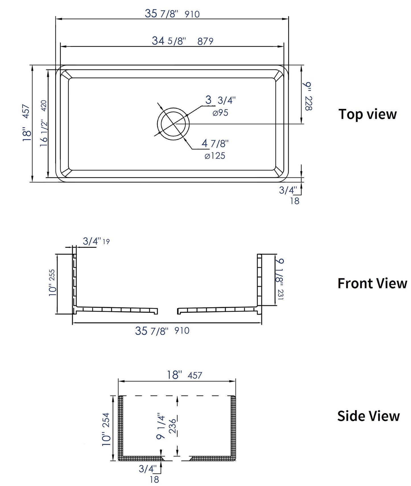 ALFI brand ABF3618 36" White Thin Wall Single Bowl Smooth Apron Fireclay Kitchen Farm Sink