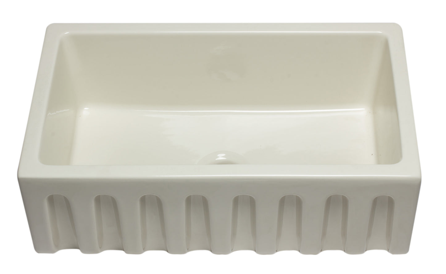 ALFI brand AB3018HS-B 30 inch Biscuit Reversible Smooth / Fluted Single Bowl Fireclay Farm Sink