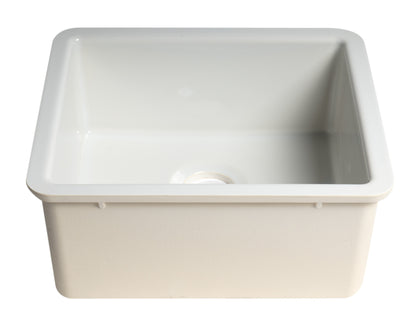 ALFI brand AB2017 20" White Single Bowl Fireclay Undermount Kitchen Sink