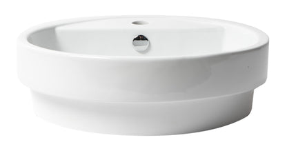 ALFI brand ABC702 White 19" Round Semi Recessed Ceramic Sink with Faucet Hole