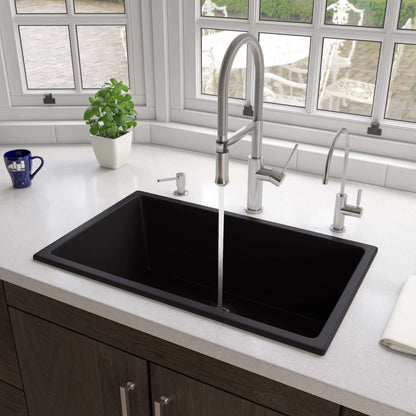 ALFI brand AB3018UD-BM Black Matte 30" x 18" Fireclay Undermount / Drop In Fireclay Kitchen Sink