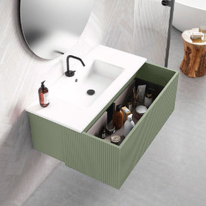 Bari 24" Vanity, Top, Vessel Sink Ceramic Sink, White/Grey/Green/Navy