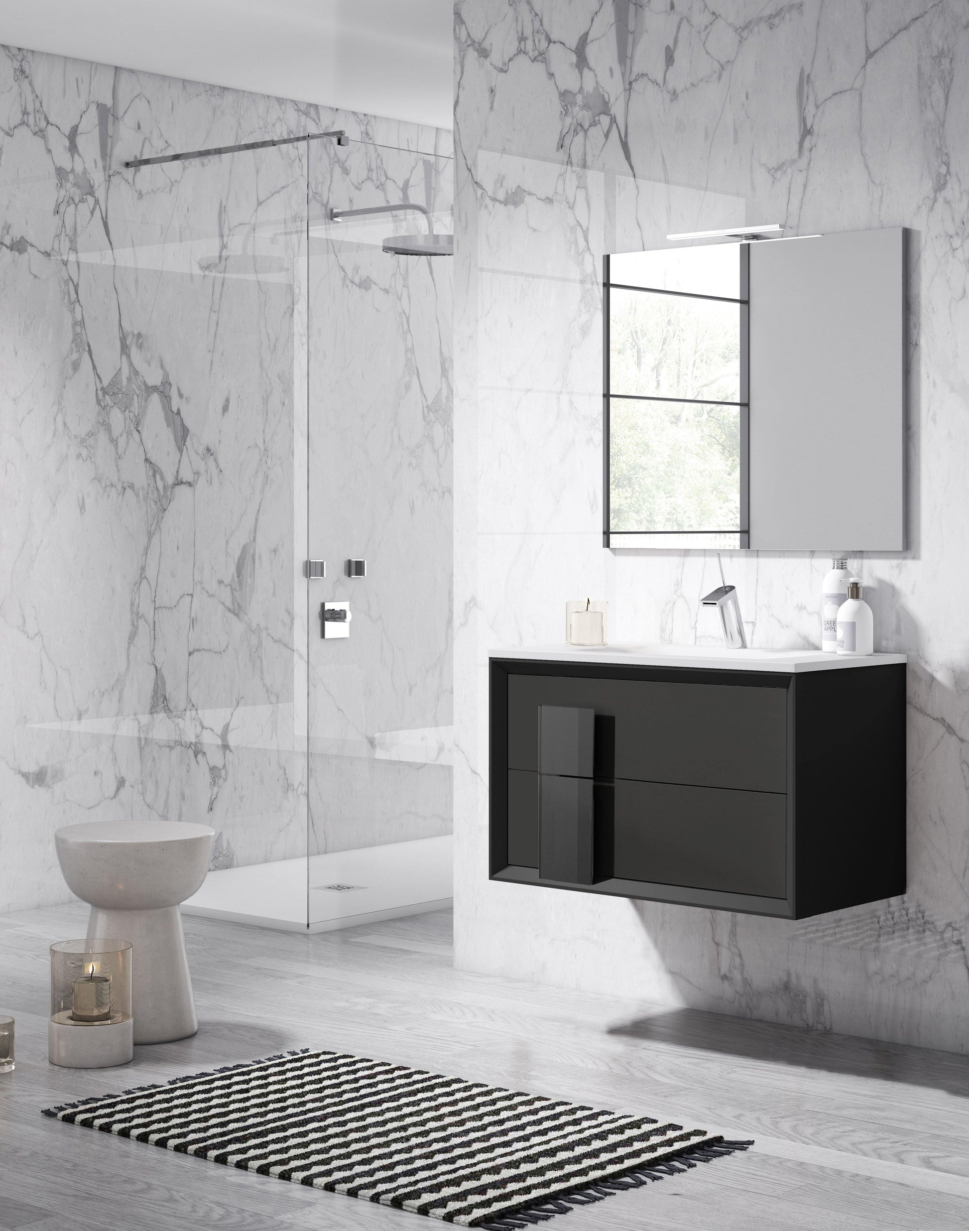 Lucena Bath 64" Décor Cristal Vanity in White, Black, Grey, White and Black or White and Grey - The Bath Vanities