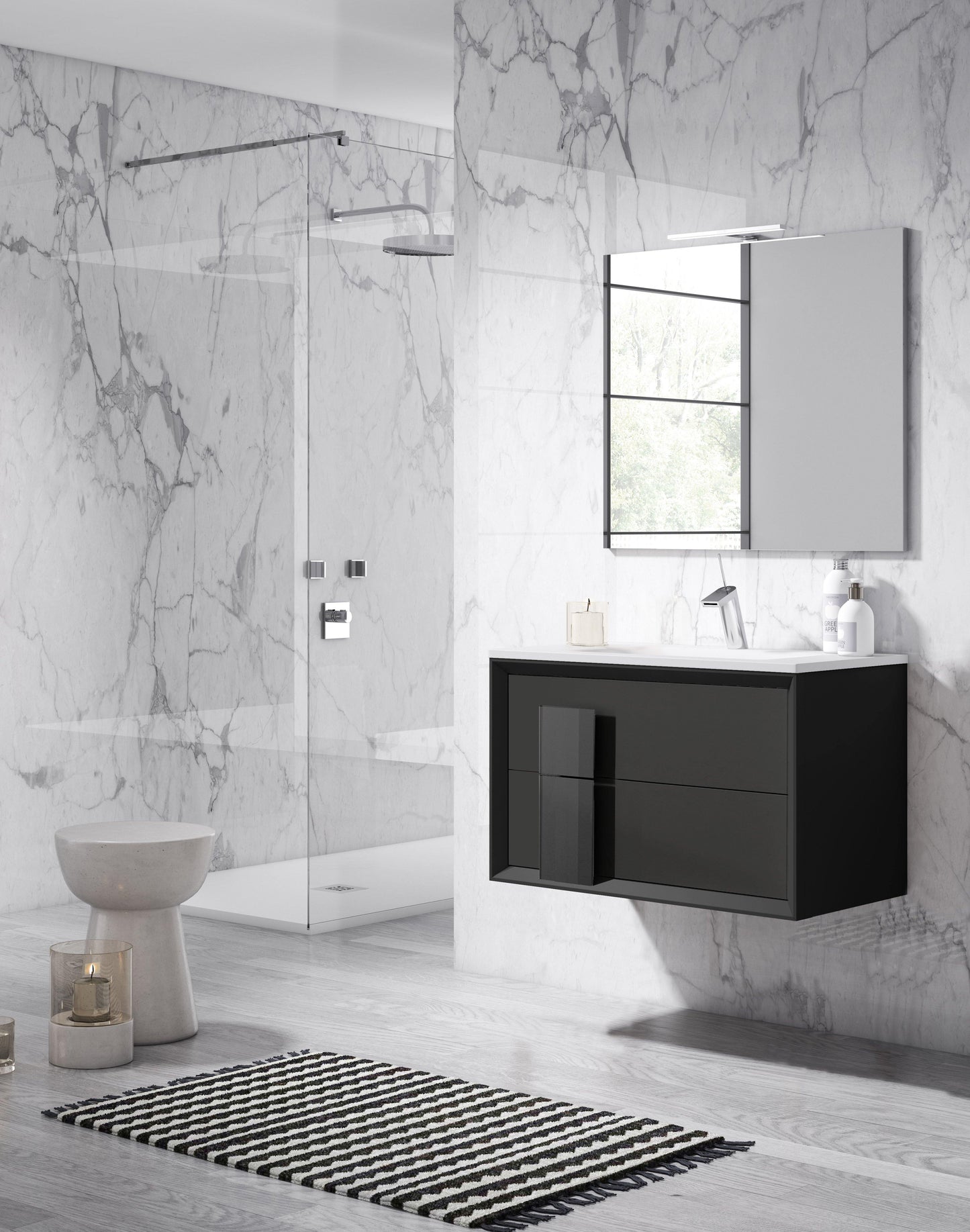 Lucena Bath 32" Décor Cristal Vanity in White, Black, Grey, White and Black, White and Grey or Black and Grey - The Bath Vanities