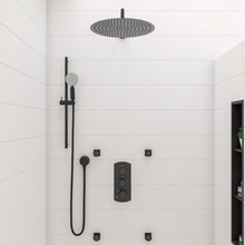 Load image into Gallery viewer, ALFI brand ABNC0836-BLA 8&quot; x 36&quot; Black Matte Stainless Steel Vertical Triple Shelf Bath Shower Niche