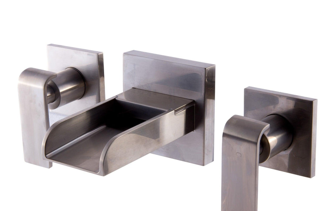 ALFI brand AB1796-BN Brushed Nickel Widespread Wall Mounted Modern Waterfall Bathroom Faucet