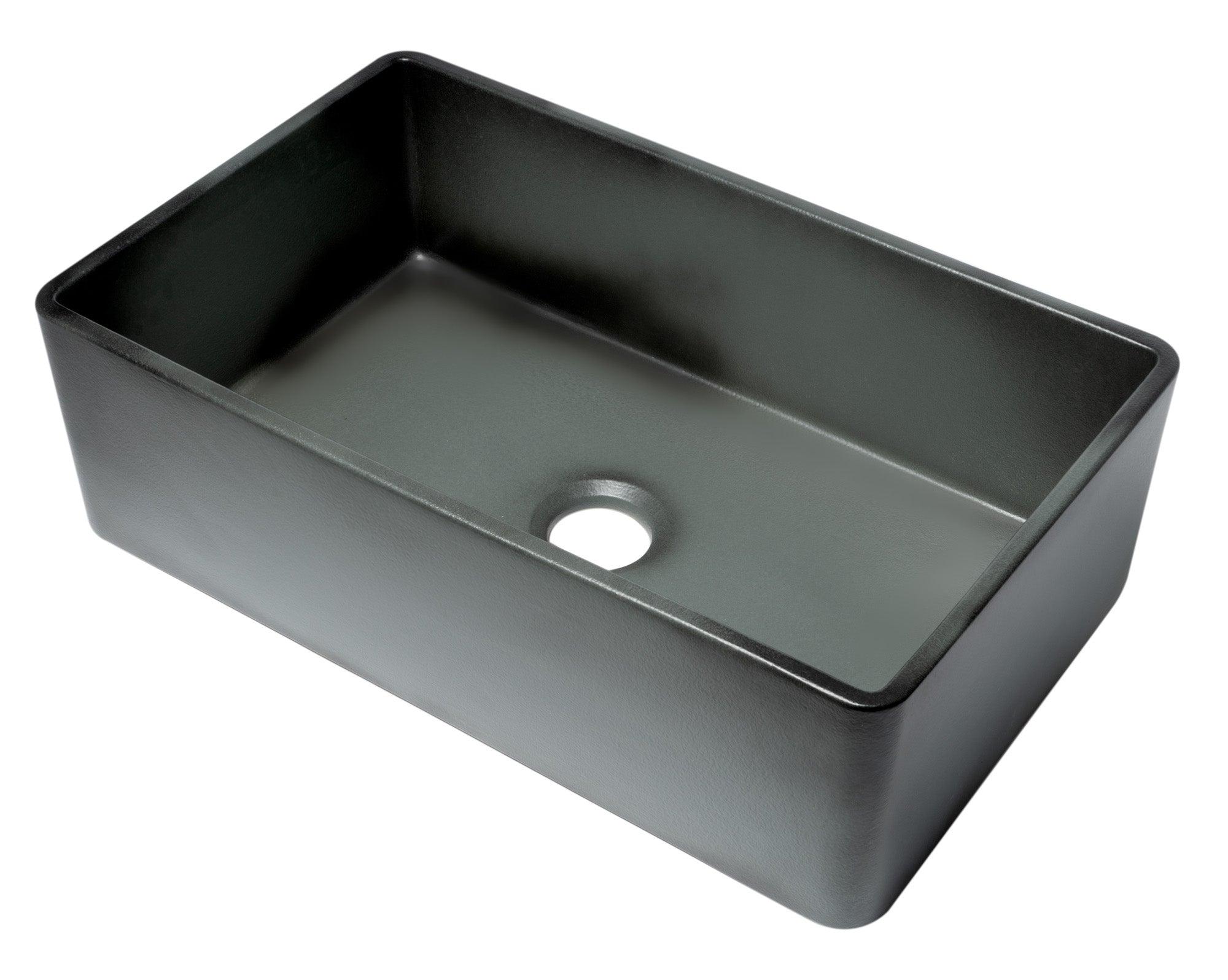 ALFI brand ABCO3320SB Concrete Color 33 inch Reversible Single Fireclay Farmhouse Kitchen Sink