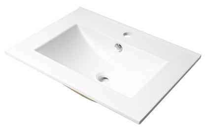 ALFI brand ABC803 White 25" Rectangular Drop In Ceramic Sink with Faucet Hole