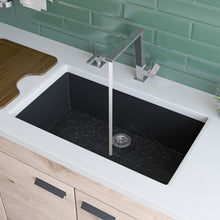 Load image into Gallery viewer, ALFI brand AB3020UM-BLA Black 30&quot; Undermount Single Bowl Granite Composite Kitchen Sink