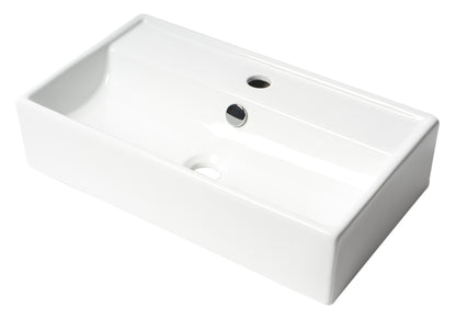 ALFI brand ABC122 White 22" Rectangular Wall Mounted Ceramic Sink with Faucet Hole