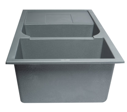 ALFI brand AB4620DI-T Titanium 46" Double Bowl Granite Composite Kitchen Sink with Drainboard