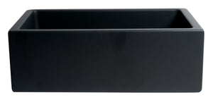 ALFI brand AB3018HS-BM 30" Black Matte Reversible Smooth / Fluted Single Bowl Fireclay Farm Sink