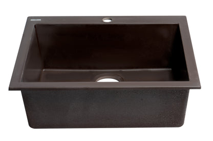 ALFI brand AB2420DI-C Chocolate 24" Drop-In Single Bowl Granite Composite Kitchen Sink