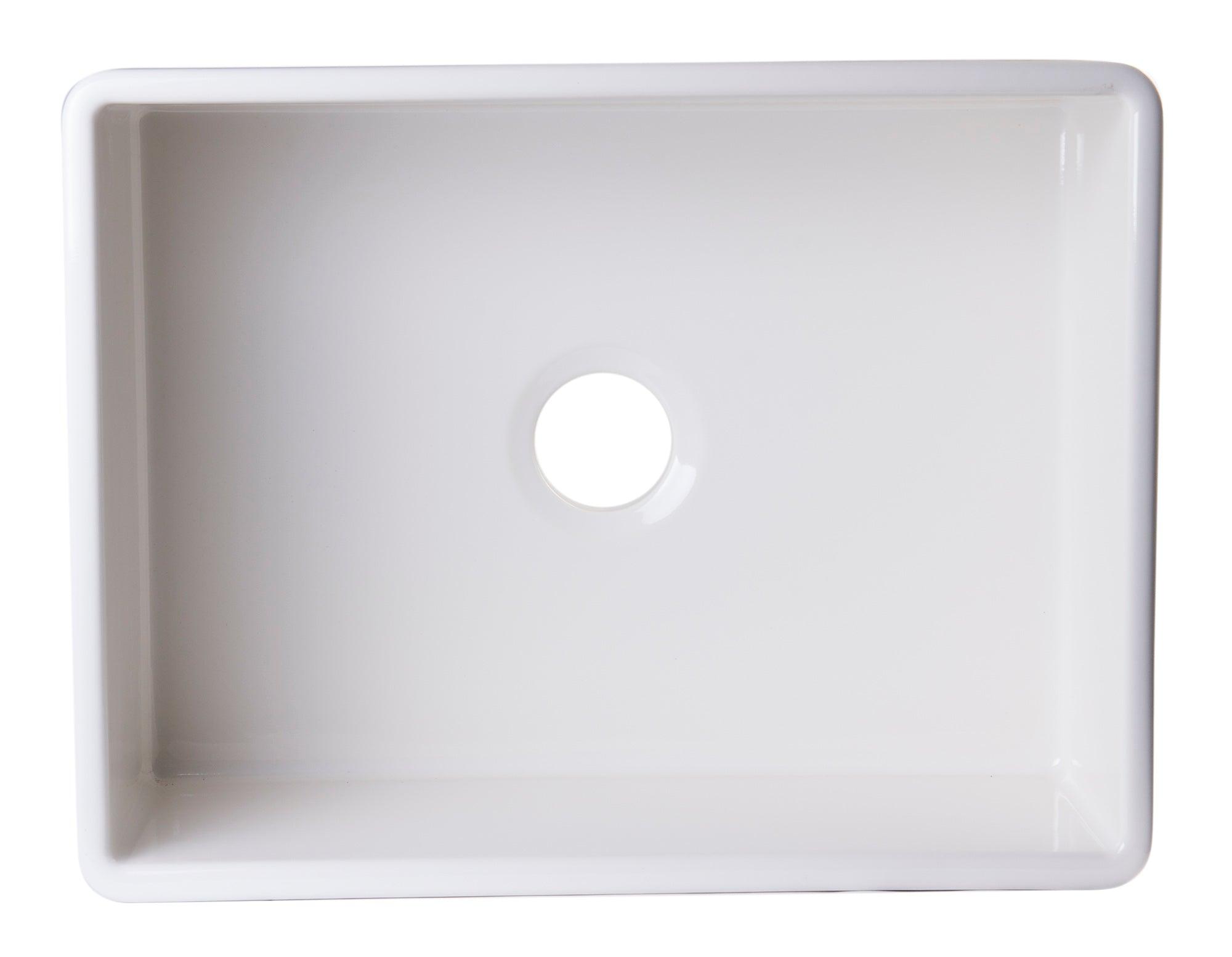 ALFI brand AB506-B Biscuit 26" Decorative Lip Apron Single Bowl Fireclay Farmhouse Kitchen Sink