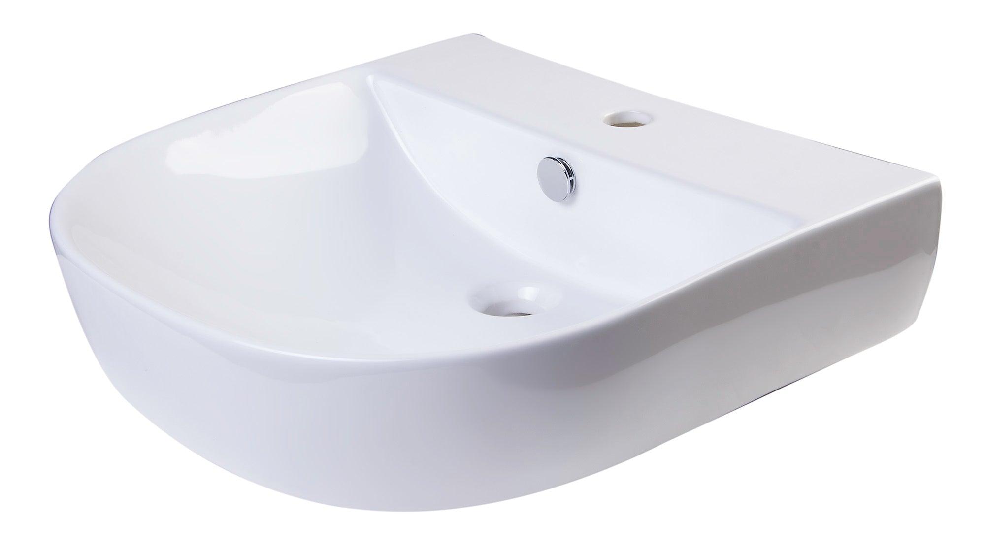 ALFI brand AB110  20" White D-Bowl Porcelain Wall Mounted Bath Sink