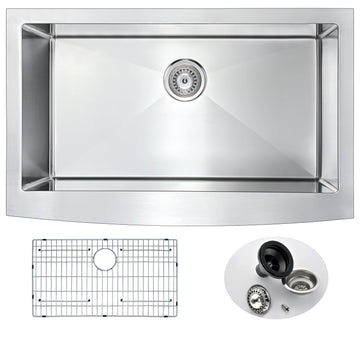 Elysian Farmhouse Stainless Steel 36 in. Single Bowl Kitchen Sink in Brushed Satin