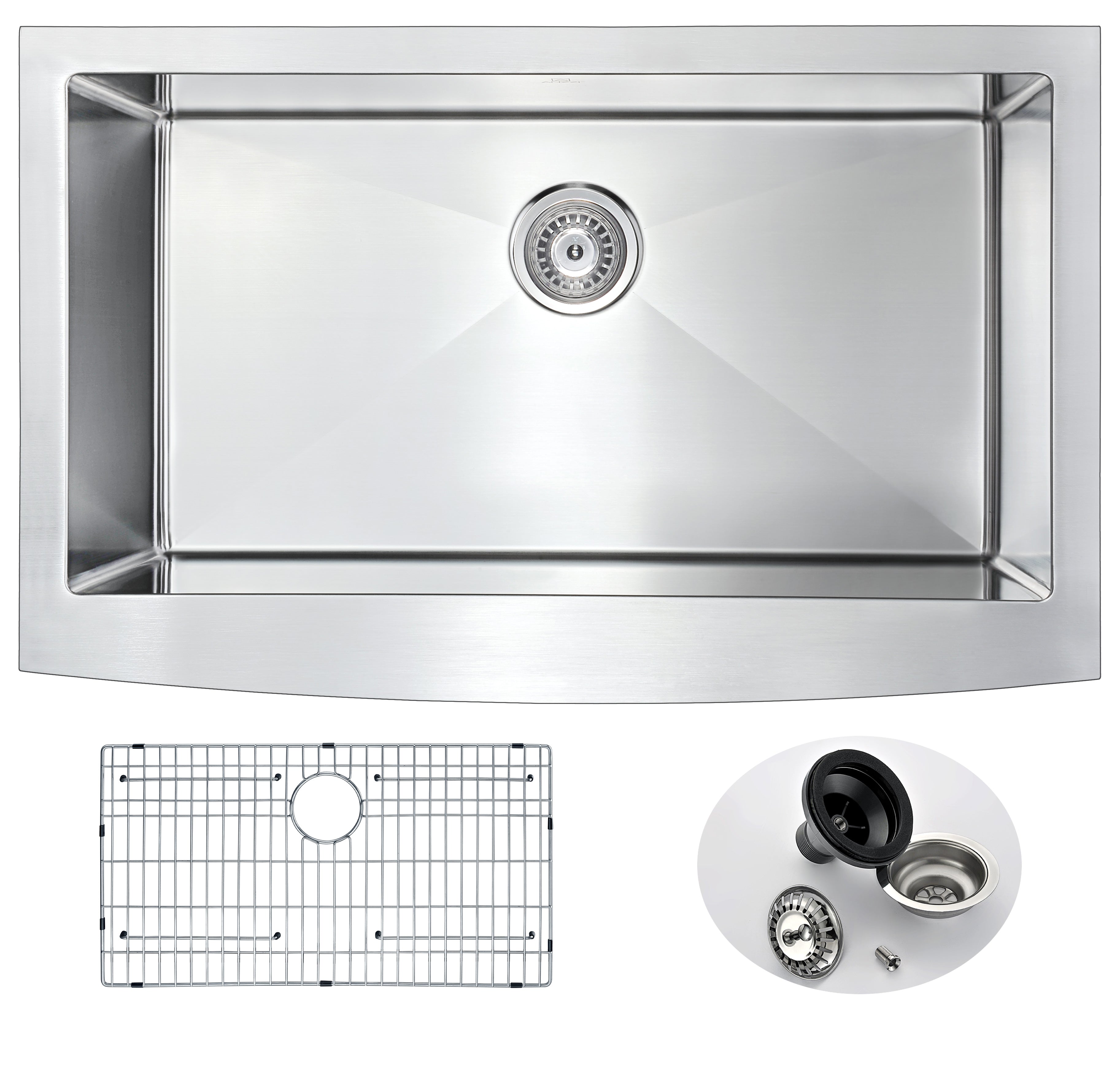 Elysian Farmhouse Stainless Steel 36 in. Single Bowl Kitchen Sink in Brushed Satin